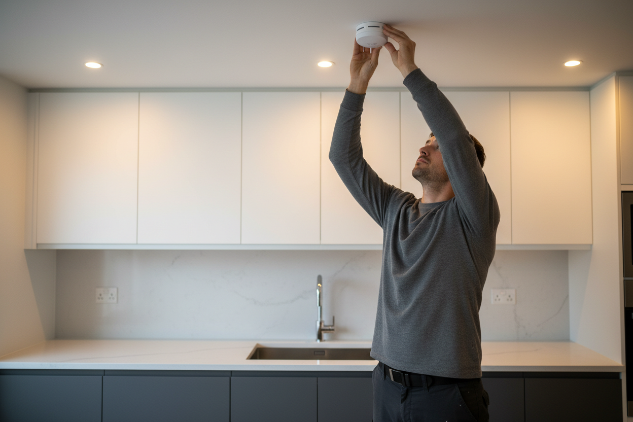 Hittemelder aan plafond in keuken