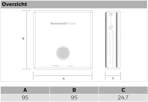 Honeywell koolmonoxidemelder CO R200C-1 niet koppelbaar